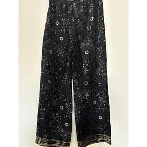 Vintage Wide Leg Pants Burnout Velvet David Warren Womens Size 8 Black